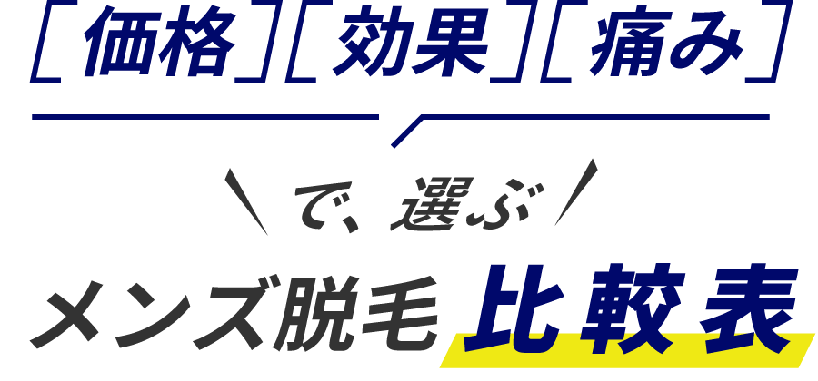 価格・効果・痛みで、選ぶ。メンズ脱毛比較表